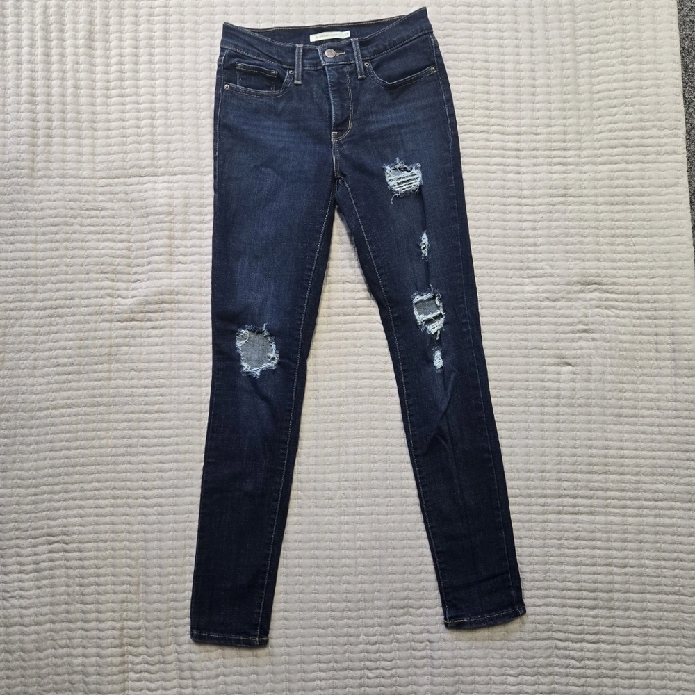 Levi's Dark Blue Distressed Skinny Jeans
